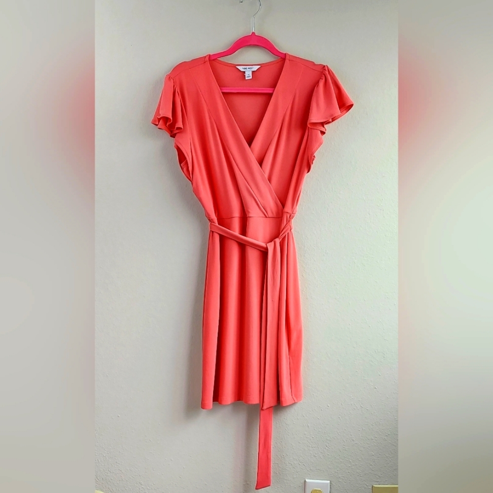 Nine West Pink Faux Wrap Dress Medium